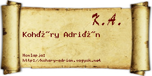 Koháry Adrián névjegykártya